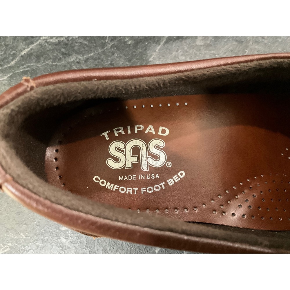 SAS Dream Brown Leather Slip On Loafers Womens 8 N Tripad Comfort Made in USA - Picture 5 of 6
